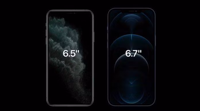 So sánh kích thước màn hình iPhone 11 Pro Max (trái) với iPhone 12 Pro Max (phải) So sánh kích thước màn hình iPhone 11 Pro Max (trái) với iPhone 12 Pro Max (phải)