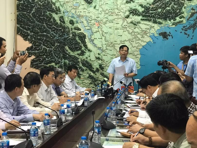 Bộ trưởng Nguyễn Xuân Cường tại cuộc họp. Ảnh: Ban Chỉ đạo Trung ương về phòng chống thiên tai. 