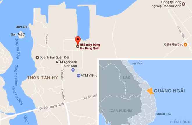Nhà máy đóng tàu Dung Quất (Quảng Ngãi). Ảnh:Google Map. Can canh nha may dong tau vat lon giua 'nui no nan' hinh anh 13