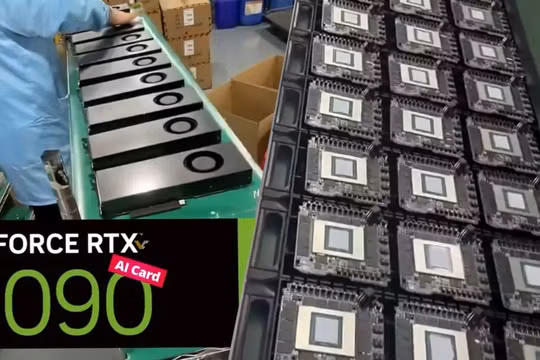 Card đồ họa Nvidia RTX 5090 được doanh nghiệp Trung Quốc mua gom, hoán cải sử dụng cho hệ thống máy chủ AI. Ảnh: Videocardz.