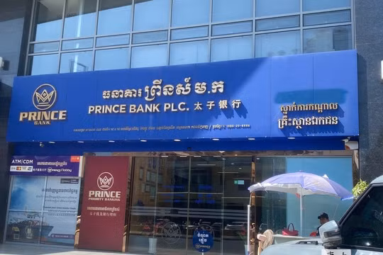 Ngân hàng Thái Tử (Prince Bank) của Trần Chí đã bị phía Campuchia tiếp quản. Ảnh: Cc-times.