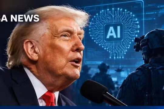 Ông Trump tuyên bố sẽ thành lập "AI Force" giống như đã lập ra "Space Force". Ảnh: AMTV.
