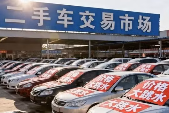 Xe sang đã qua sử dụng dù dán quảng "siêu giảm giá" vẫn không bán được. Ảnh: Jingji21.
