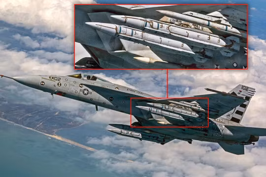 Hình ảnh đầu tiên về máy bay F/A-18E/F Super Hornet mang tên lửa AIM-424 “Malice” được công khai. Ảnh: TWZ.