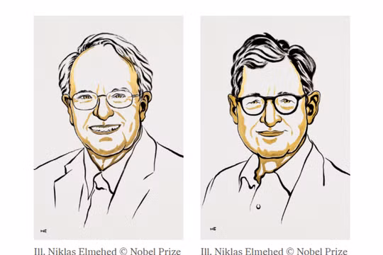Hai nhà kinh tế Mỹ được trao giải Nobel kinh tế 2026. Ảnh: Nobel Committee.
