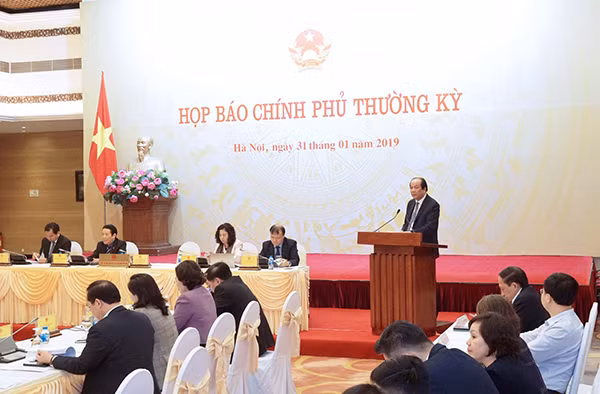 Bộ trưởng Mai Tiến Dũng thông tin về phiên họp Chính phủ thường kỳ tháng 1/2019 với báo chí. Ảnh/ Baochinhphu.vn