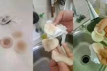 Nước sinh hoạt vàng đục kéo dài sau khi được cấp trở lại khiến người dân Chân Mây - Lăng Cô lo lắng. Ảnh Nguyễn Lê.