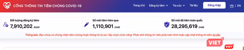 Thông báo phản ánh thông tin tiêm chủng (Ảnh - MT)