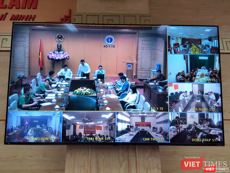 Các điểm cầu ở Sở Y tế các tỉnh, thành phố tham gia buổi tập huấn (Ảnh: Minh Thuý)