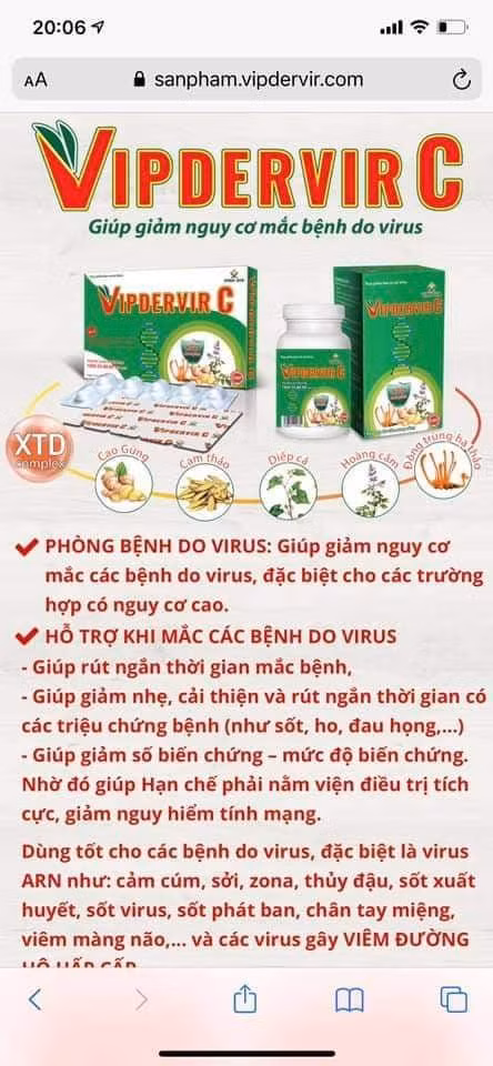 Hình ảnh quảng cáo thực phẩm bảo vệ sức khoẻ VIPDERVIR-C (Ảnh - VH) Hình ảnh quảng cáo thực phẩm bảo vệ sức khoẻ VIPDERVIR-C (Ảnh - VH)