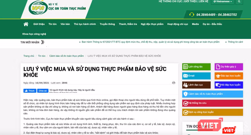 Cục An toàn thực phẩm, Bộ Y tế cảnh báo, lưu ý người dân về việc mua và sử dụng thực phẩm bảo vệ sức khoẻ (Ảnh - VT) Cục An toàn thực phẩm, Bộ Y tế cảnh báo, lưu ý người dân về việc mua và sử dụng thực phẩm bảo vệ sức khoẻ (Ảnh - VT)
