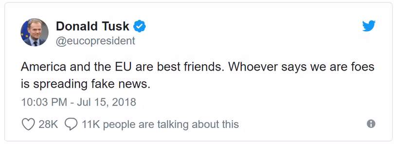 Những lời ông Donald Tusk chủ tịch hội đồng châu Âu đưa lên Twitter. Những lời ông Donald Tusk chủ tịch hội đồng châu Âu đưa lên Twitter.