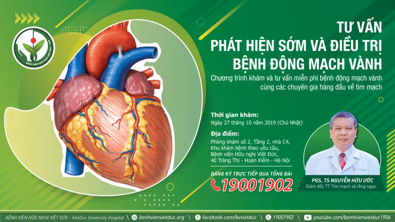 Chương trình khám và tư vấn miễn phí bệnh động mạch vành cùng các chuyên gia hàng đầu về tim mạch