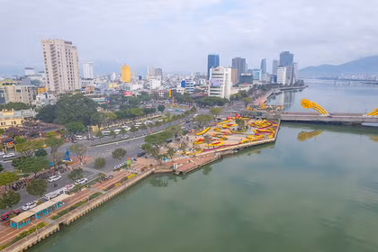Một góc TP Đà Nẵng nhìn từ trên cao.