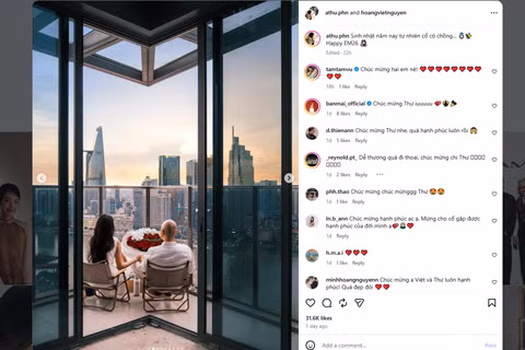 Bài đăng trên tài khoản Instagram của nữ họa sĩ Phan Anh Thư bên Nguyễn Hoàng Việt nhận hơn 31.600 lượt thích. Ảnh chụp màn hình.
