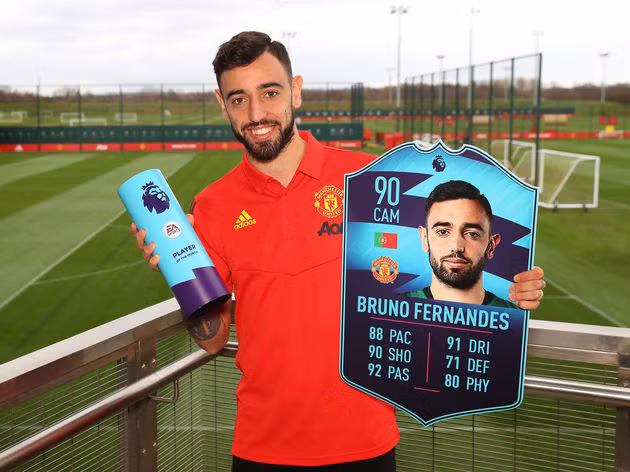 Tân binh Bruno Fernandes giành hat-trick danh hiệu Cầu thủ xuất sắc nhất tháng 2. Ảnh CLB.
