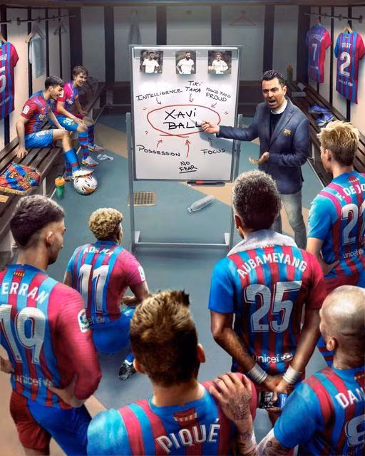 HLV Xavi đang làm tốt nhiệm vụ của mình. Ảnh CNN. HLV Xavi đang làm tốt nhiệm vụ của mình. Ảnh CNN.