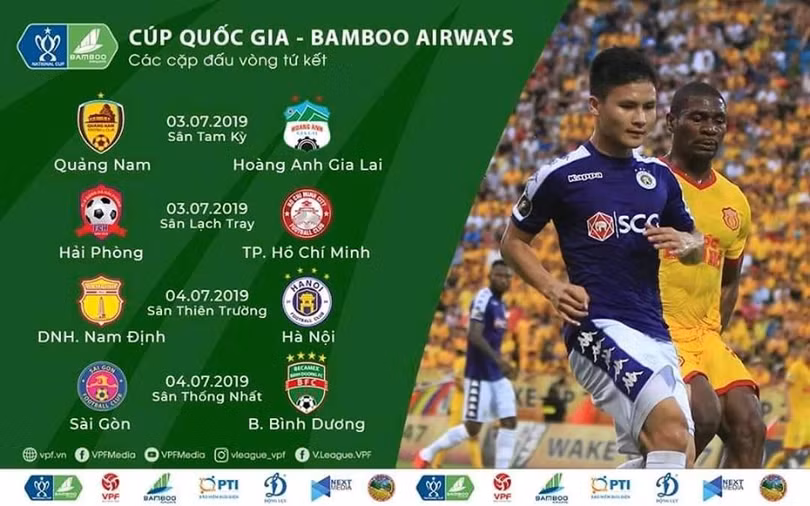 Các cặp đấu tứ kết Cúp quốc gia chỉ là việc nội bộ của các đội V.League 2019, các đội hạng Nhất đã rời cuộc chơi. (ảnh VFF)