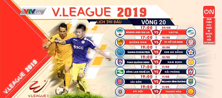 Lịch thi đấu vòng 20. Ảnh VTV