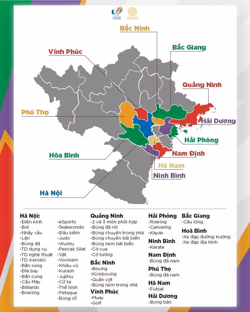 Các địa điểm thi đấu SEA Games 31. Ảnh TT
